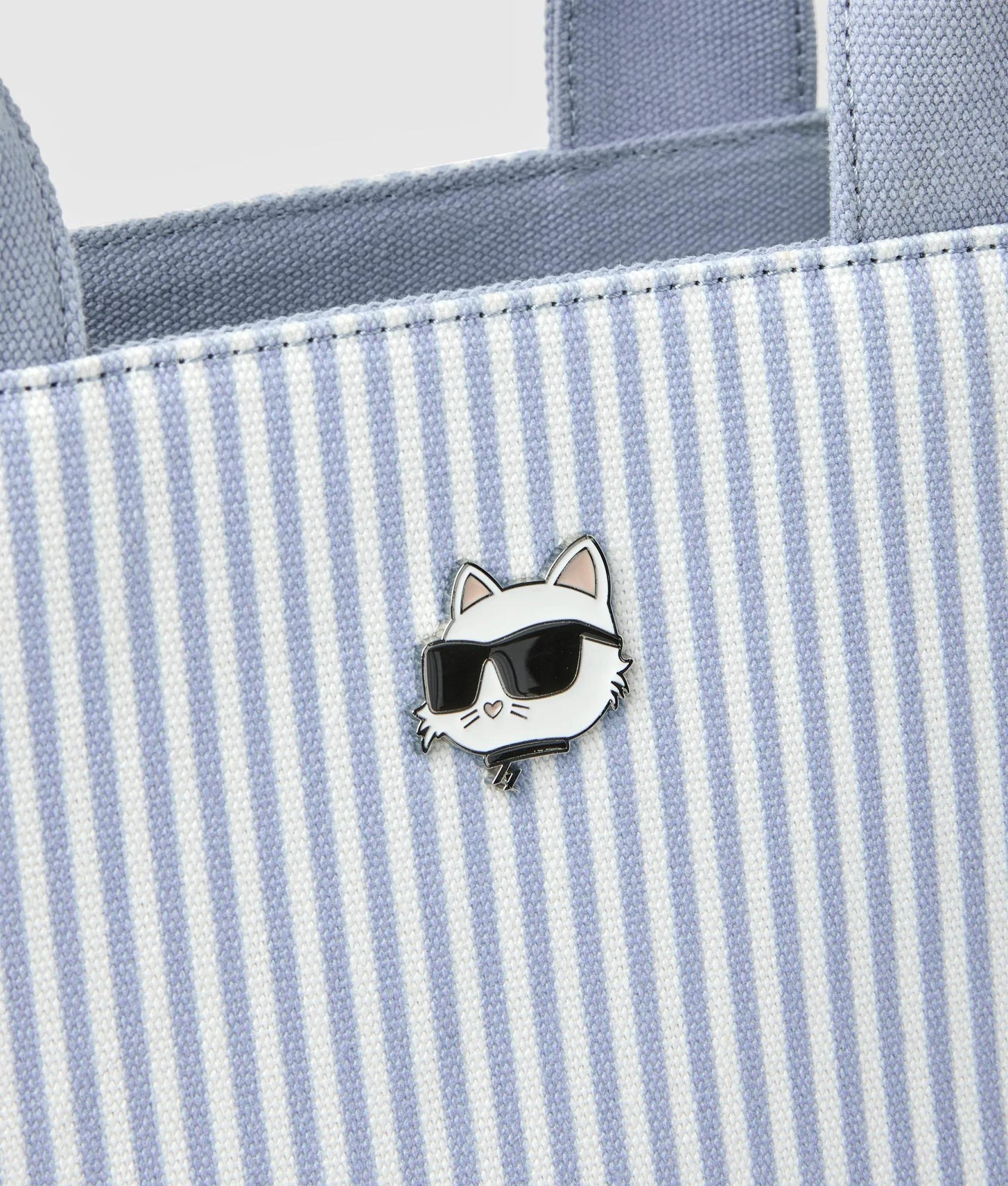 KarlLagerfeld Ikon Choupette Striped Square Tote Bag Kentucky Blue Stripe