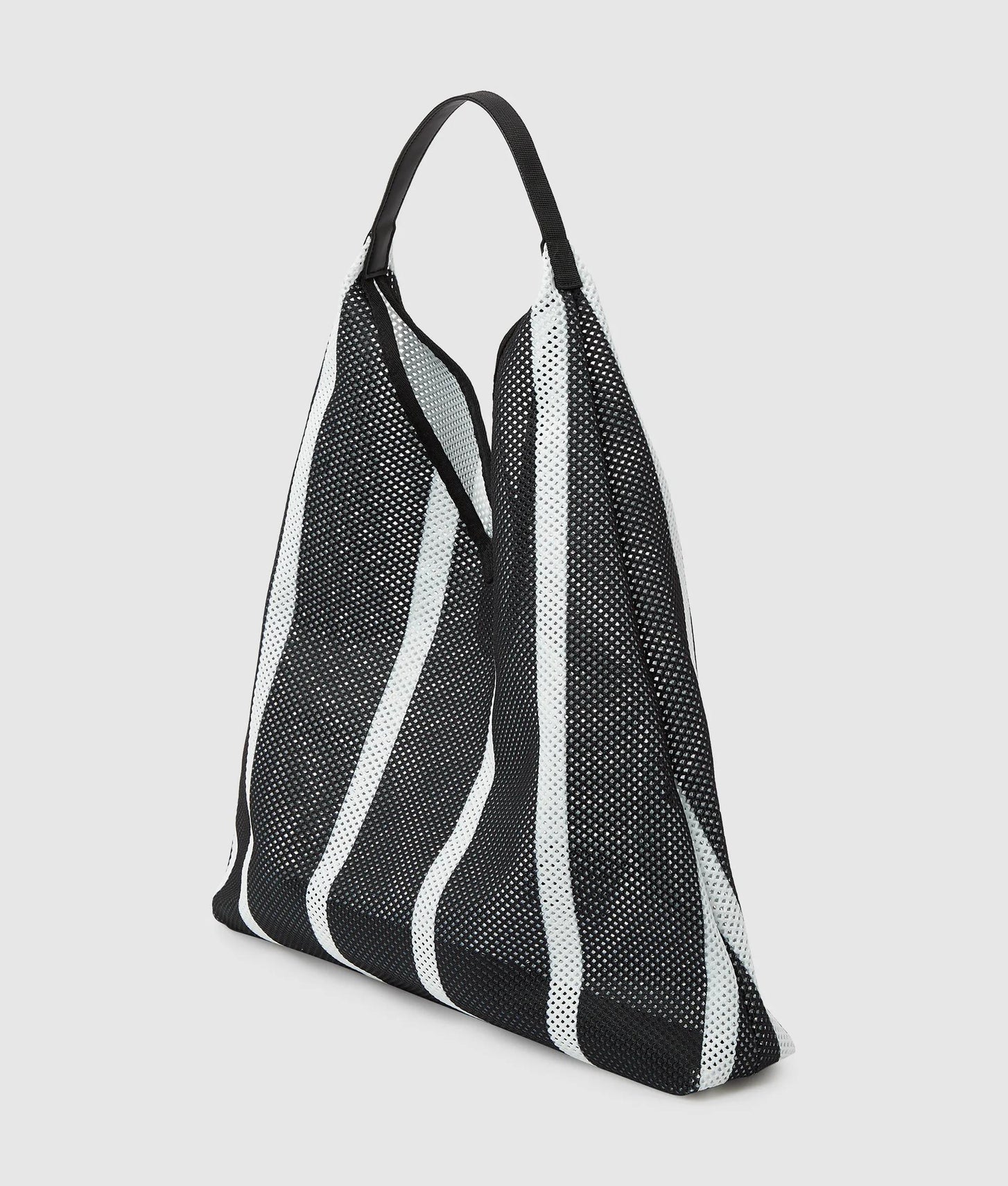 KarlLagerfeld Striped Mesh Tote Bag Vertical Black/White Stripes