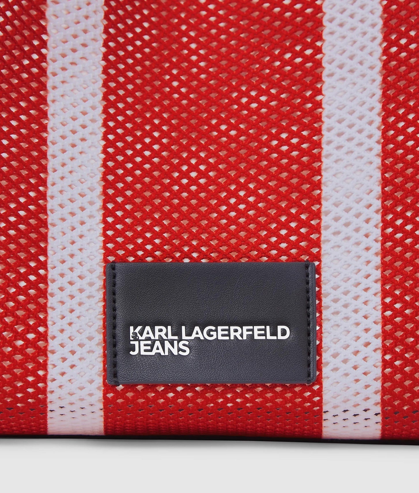 KarlLagerfeld Striped Mesh Tote Bag Vertical Grenadine-White Stripes