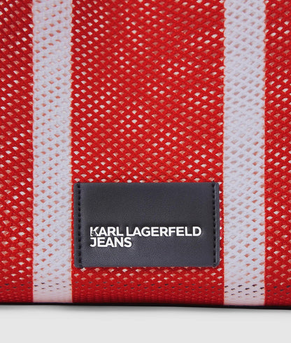 KarlLagerfeld Striped Mesh Tote Bag Vertical Grenadine-White Stripes