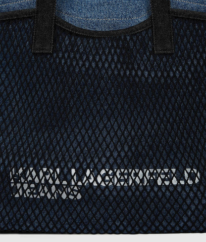 KarlLagerfeld Double Mesh Denim Shopper Washed Mid Blue