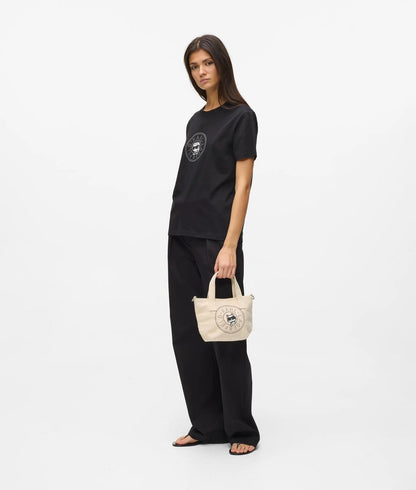 KarlLagerfeld Ikon Circle Choupette Rhinestones Shopper Off White