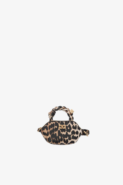 Ganni Almond Milk Leopard Grained Nano Bou Bag Nano