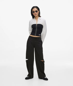 KarlLagerfeld Box Logo Bowling Bag Egret