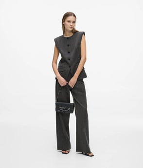 KarlLagerfeld Ksignature Small Chain Shoulder Bag Black-Gunmetal