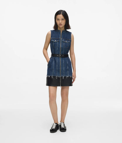 KarlLagerfeld Rebel Denim And Faux-Leather Bucket Bag Washed Dark Blue-Black