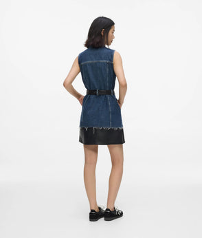 KarlLagerfeld Rebel Denim And Faux-Leather Bucket Bag Washed Dark Blue-Black