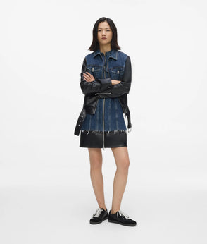 KarlLagerfeld Rebel Denim And Faux-Leather Bucket Bag Washed Dark Blue-Black
