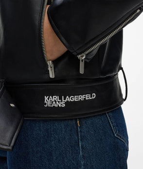 KarlLagerfeld Rebel Denim And Faux-Leather Bucket Bag Washed Dark Blue-Black