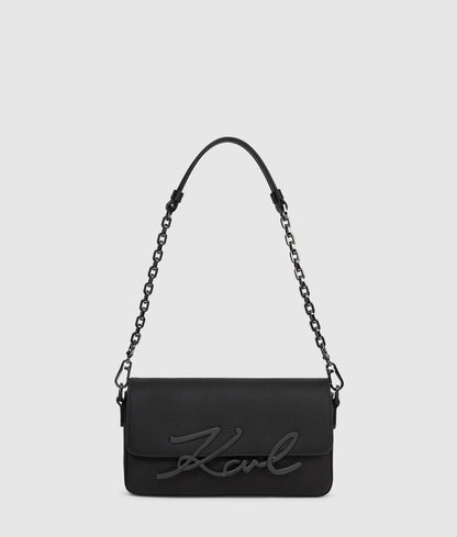 KarlLagerfeld Ksignature Small Chain Shoulder Bag Black-Gunmetal