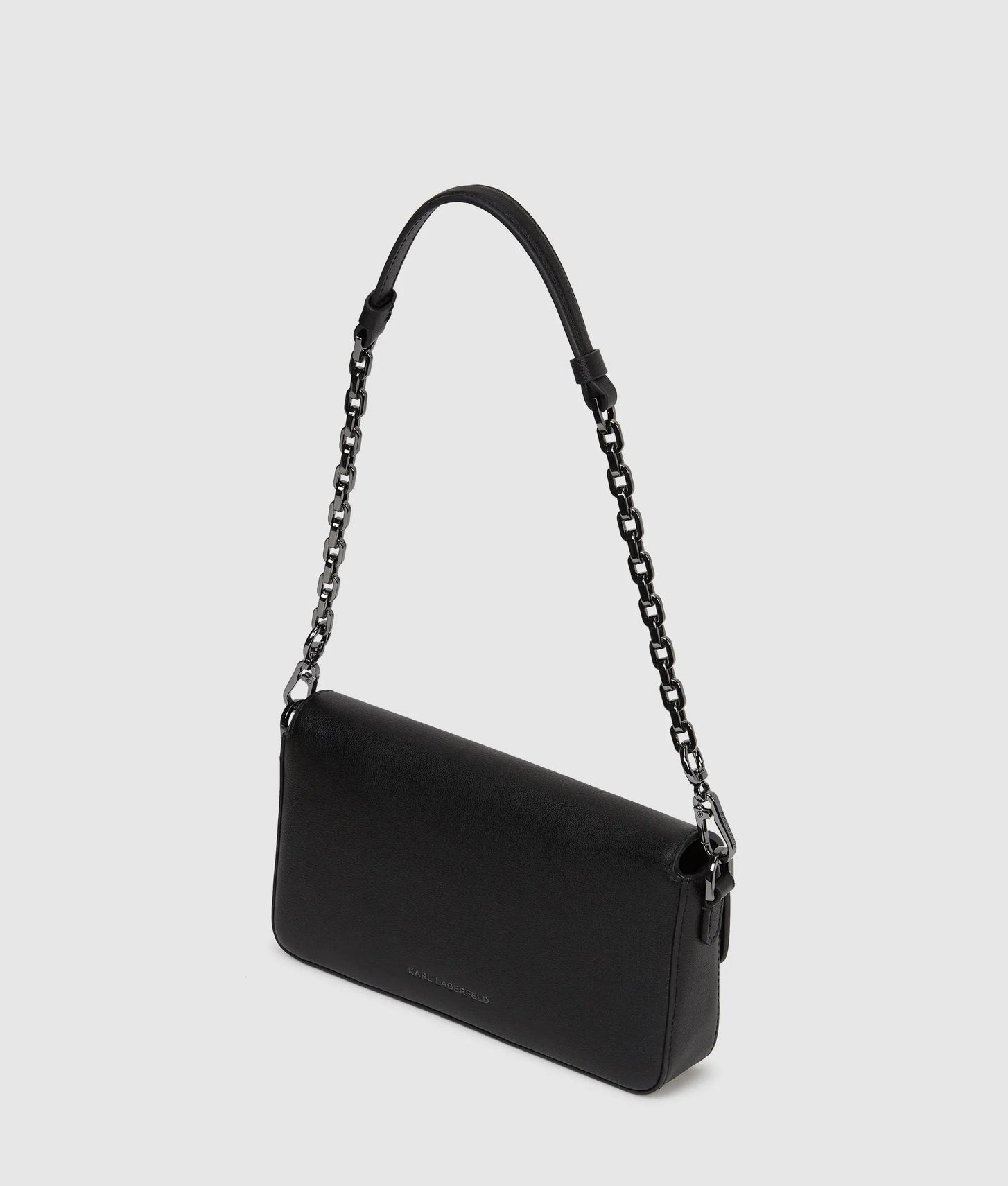 KarlLagerfeld Ksignature Small Chain Shoulder Bag Black-Gunmetal