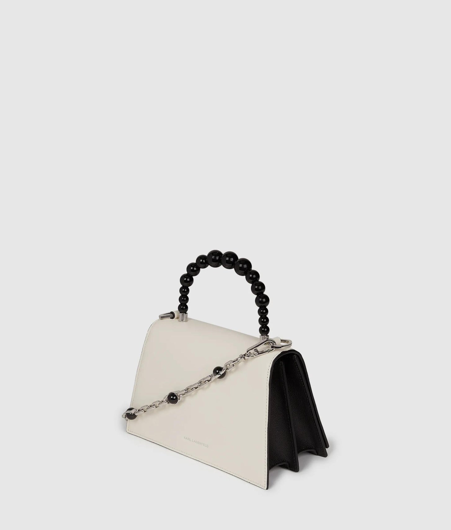 KarlLagerfeld Ksignature Faux-Pearl Top Handle Bag White/Black