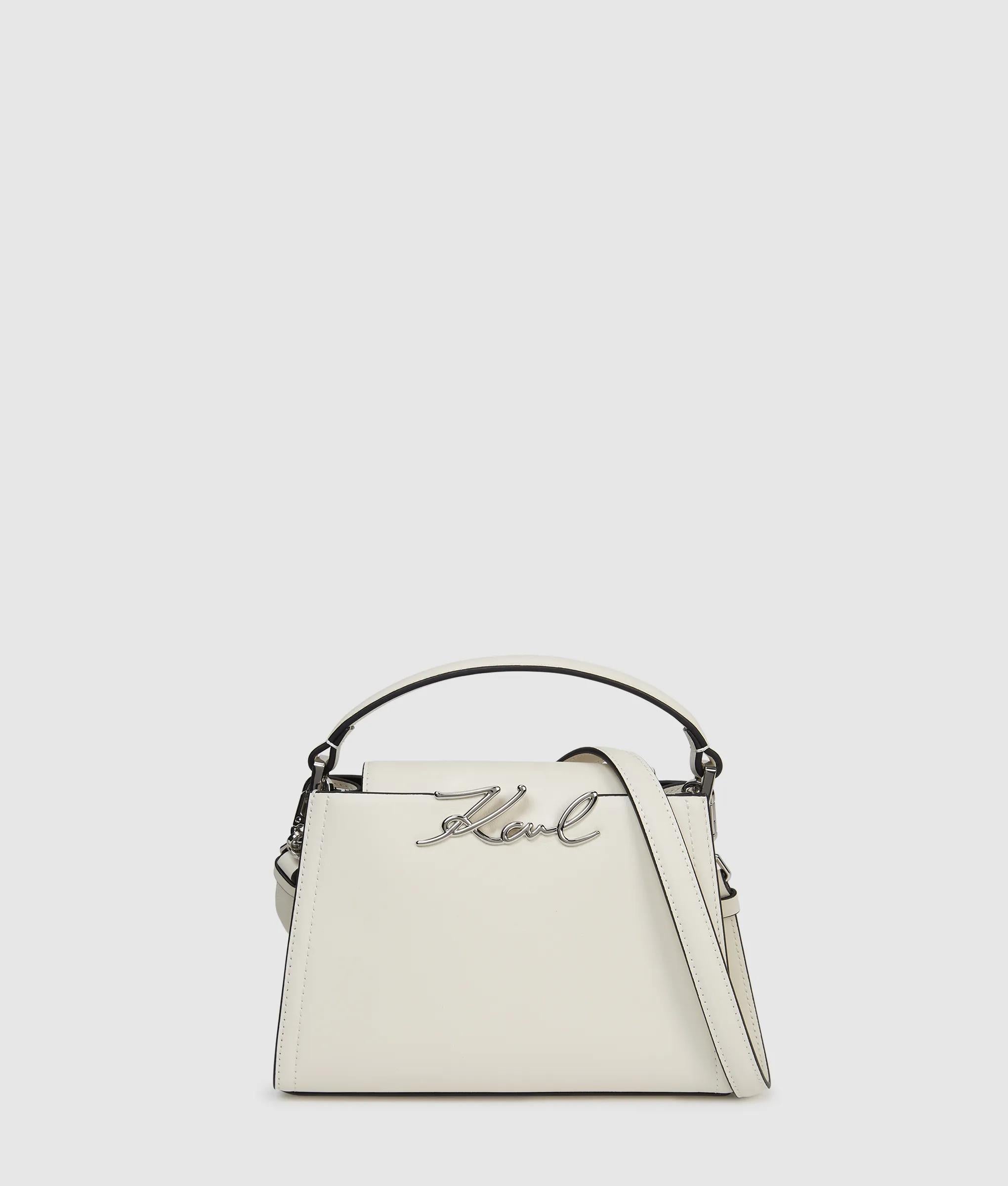KarlLagerfeld Ksignature Mini Top Handle Bag Off White