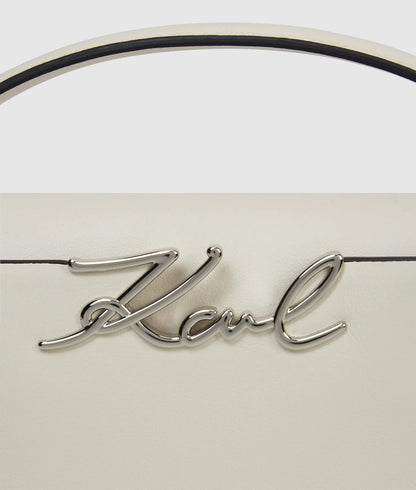 KarlLagerfeld Ksignature Mini Top Handle Bag Off White