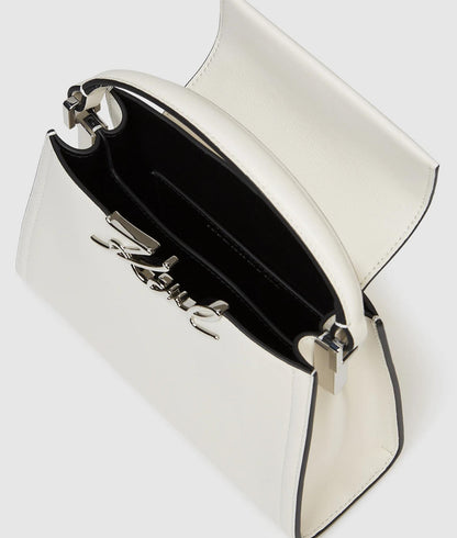 KarlLagerfeld Ksignature Mini Top Handle Bag Off White