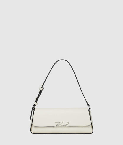 KarlLagerfeld Ksignature Elongated Shoulder Bag Off White