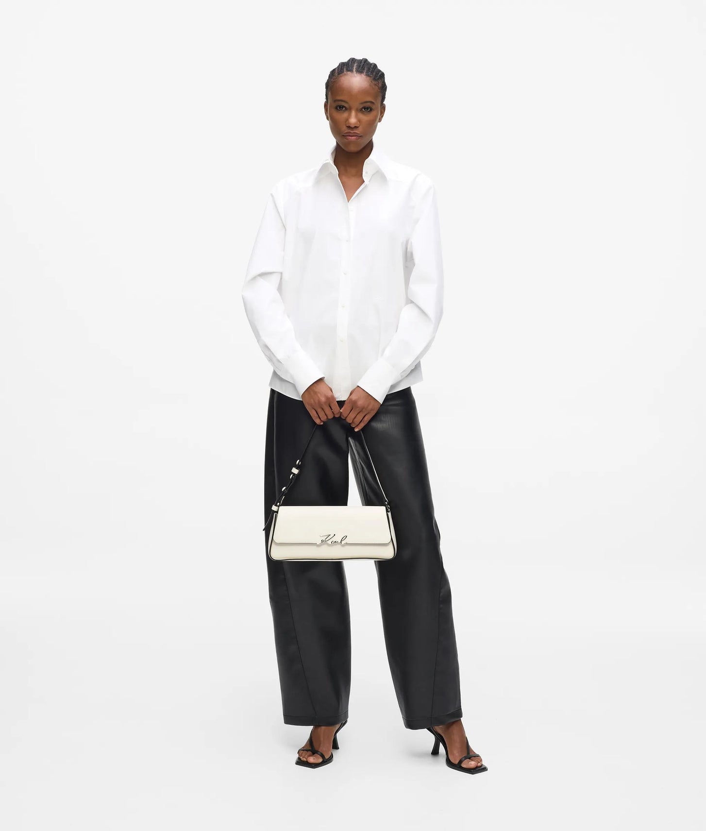 KarlLagerfeld Ksignature Elongated Shoulder Bag Off White