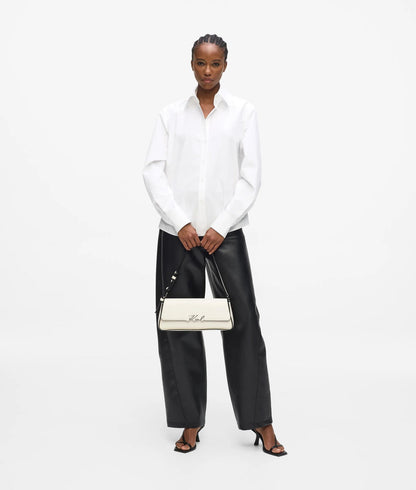 KarlLagerfeld Ksignature Elongated Shoulder Bag Off White