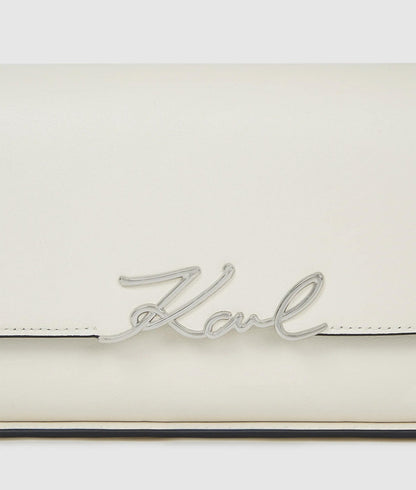 KarlLagerfeld Ksignature Elongated Shoulder Bag Off White