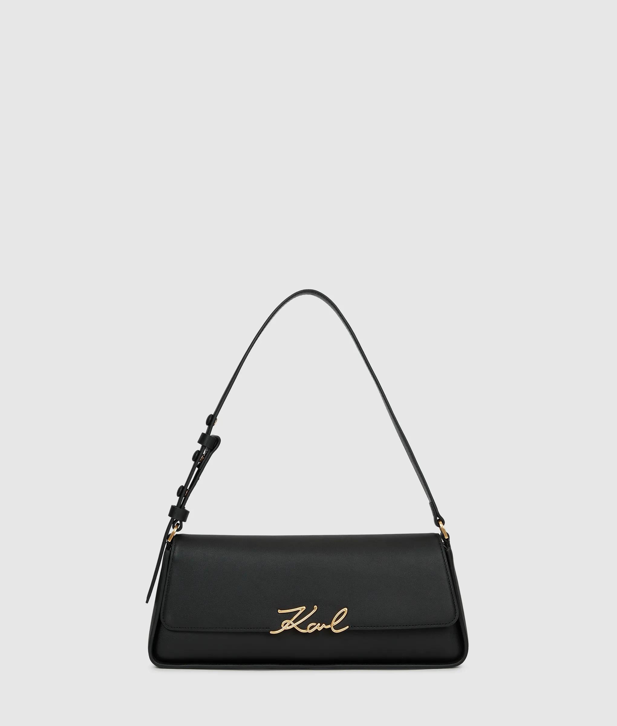 KarlLagerfeld Ksignature Elongated Shoulder Bag Black/Gold