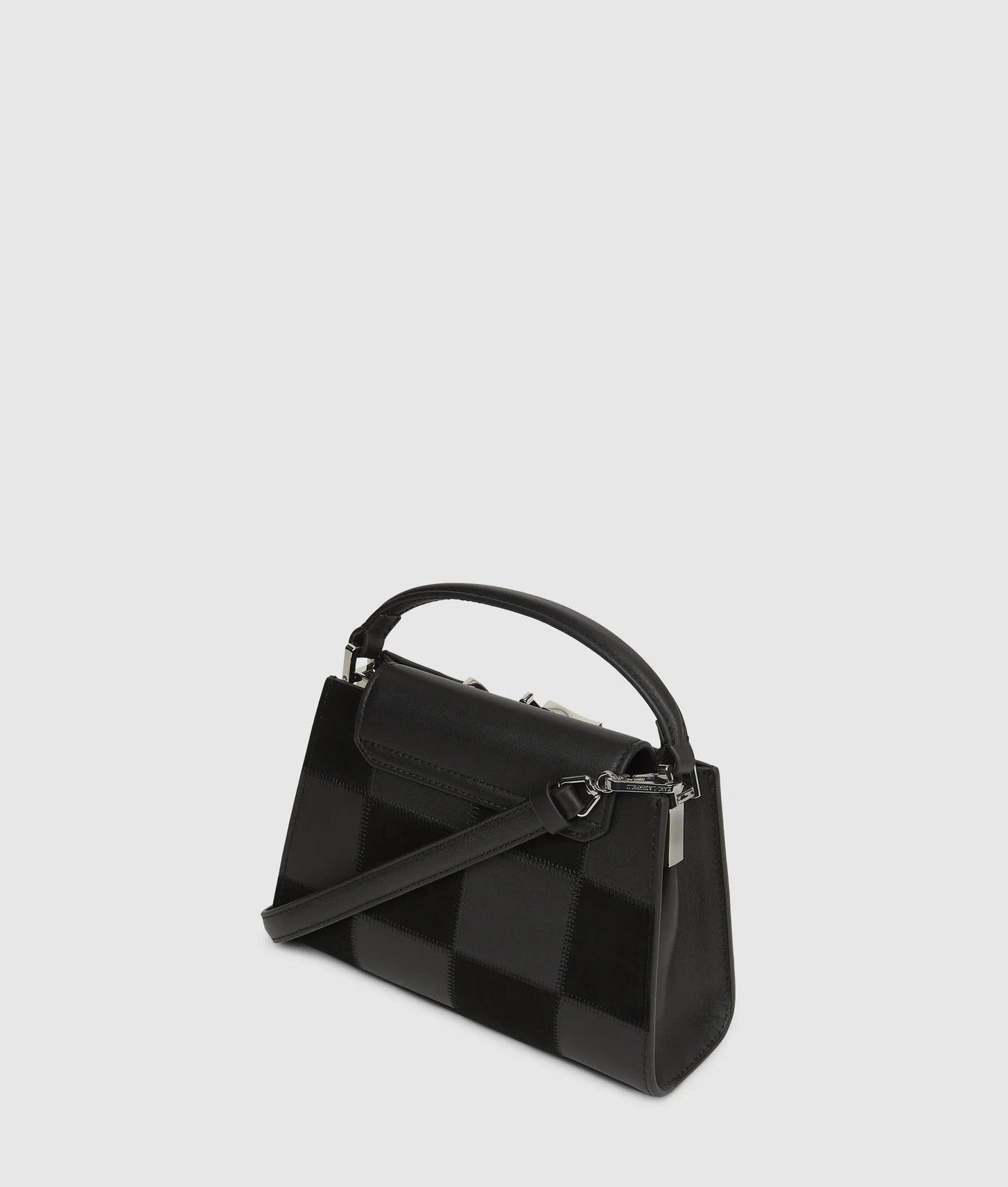 KarlLagerfeld Ksignature Checkered Top Handle Bag Black-Nickel
