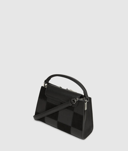 KarlLagerfeld Ksignature Checkered Top Handle Bag Black-Nickel