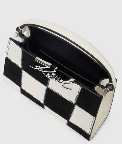 KarlLagerfeld Ksignature Checkered Top Handle Bag Black/White Check