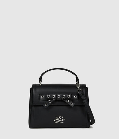 KarlLagerfeld Kautograph Small Bow Top Handle Bag Black Embellishment