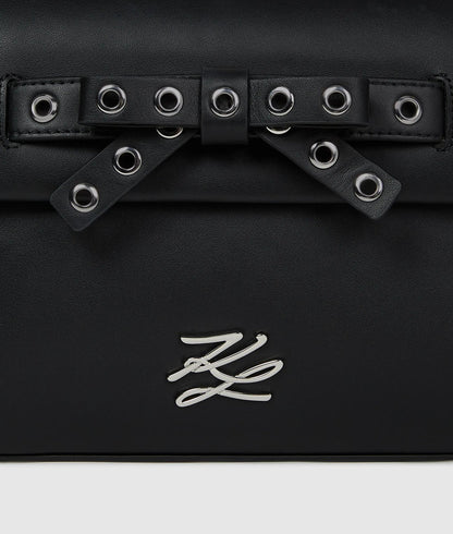 KarlLagerfeld Kautograph Small Bow Top Handle Bag Black Embellishment