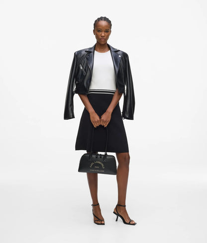 KarlLagerfeld Kdaily Leather Bowling Bag Black-Nickel