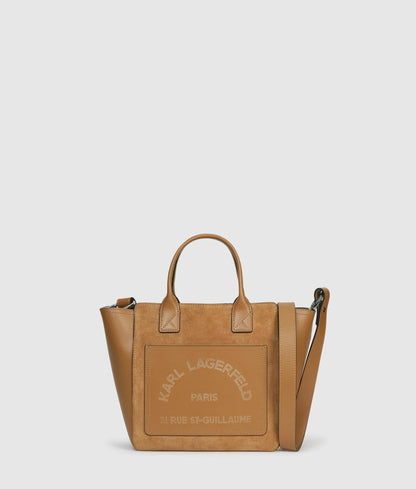 KarlLagerfeld Kdaily Small Suede Tote Bag Caramel
