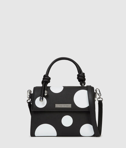 KarlLagerfeld Ikon Pebble Satchel Bag Variable Black And White Polka Dot