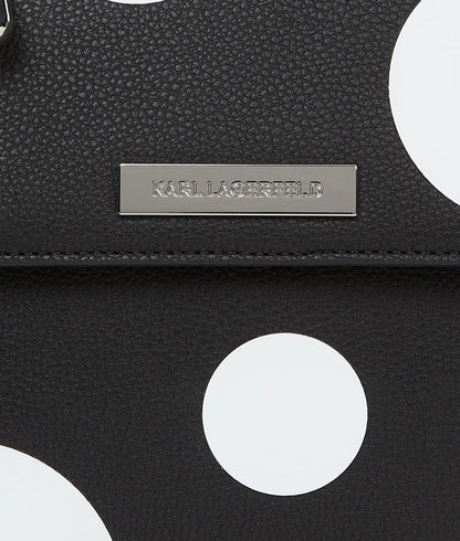 KarlLagerfeld Ikon Pebble Satchel Bag Variable Black And White Polka Dot