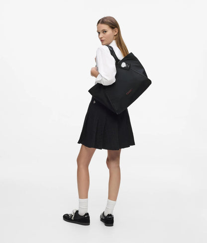 KarlLagerfeld Ikon Nylon Large Tag Tote Bag Black