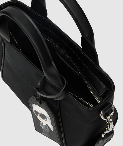 KarlLagerfeld Ikon Nylon Small Tag Tote Bag Black
