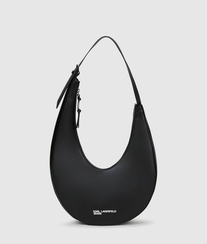 KarlLagerfeld Rounded Leather Hobo Bag Black