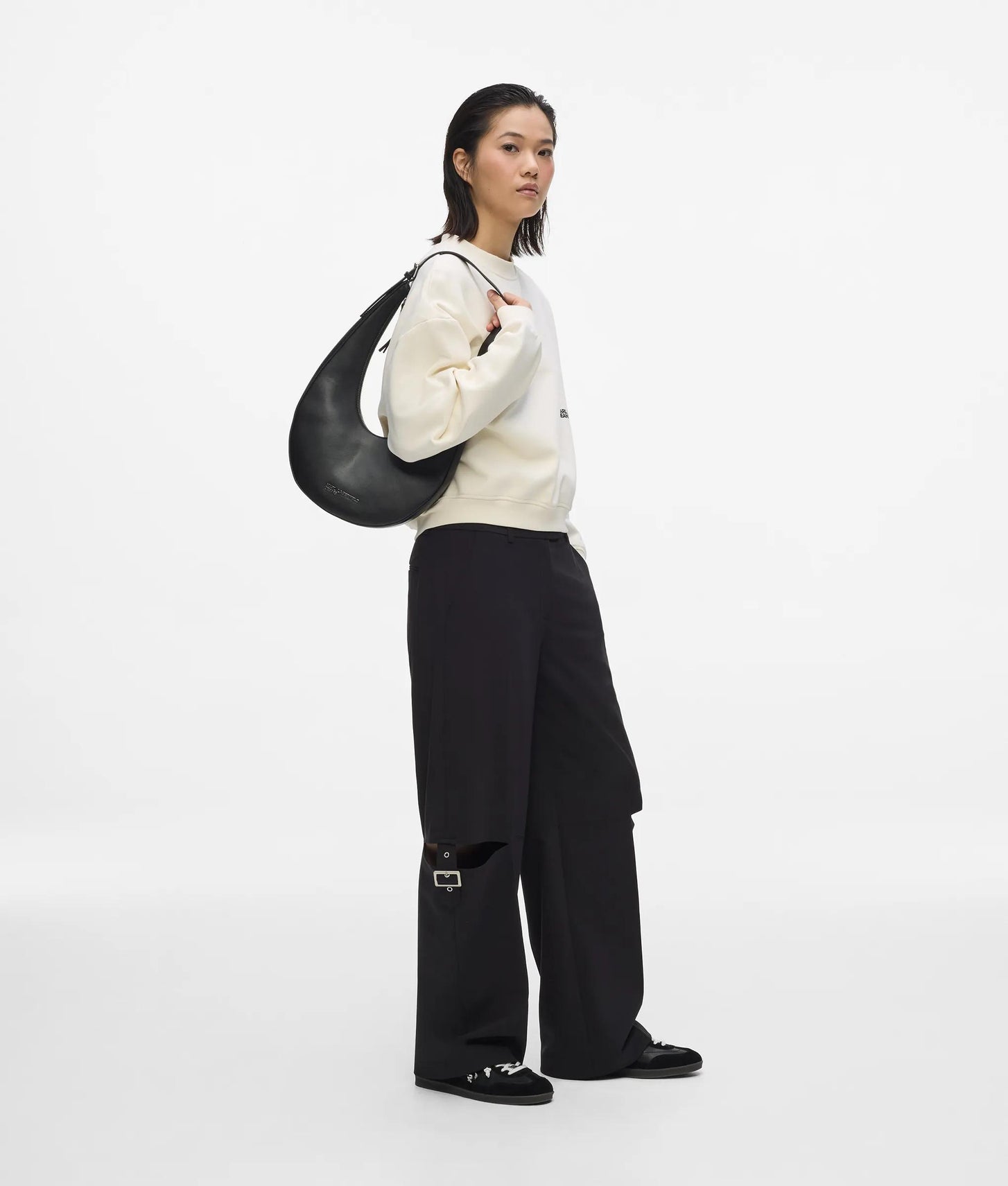 KarlLagerfeld Rounded Leather Hobo Bag Black