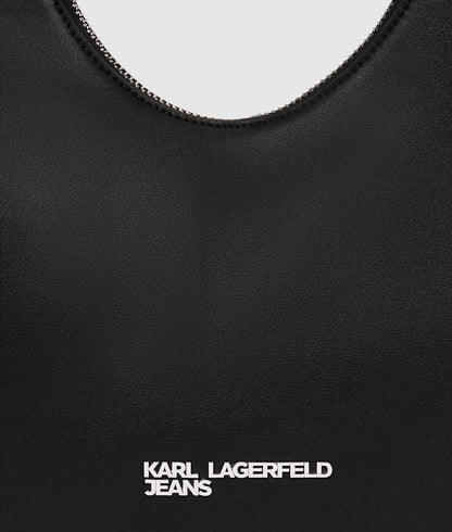 KarlLagerfeld Rounded Leather Hobo Bag Black