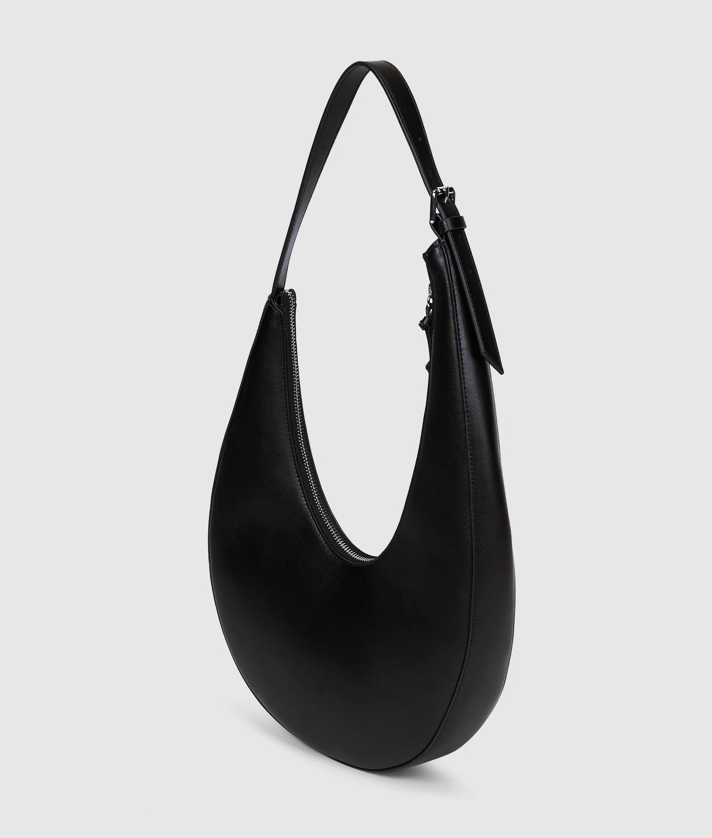 KarlLagerfeld Rounded Leather Hobo Bag Black