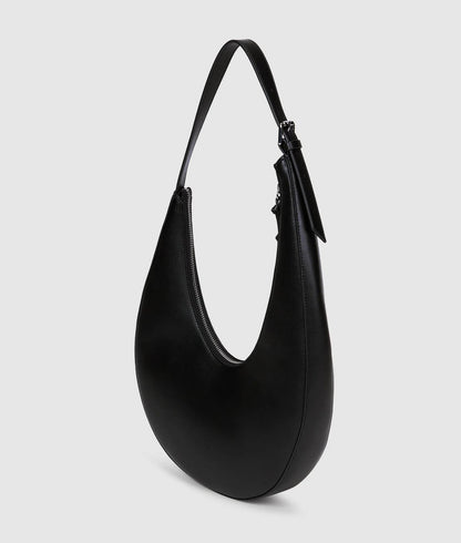 KarlLagerfeld Rounded Leather Hobo Bag Black