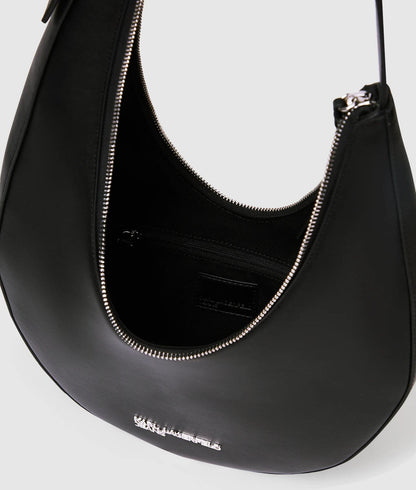 KarlLagerfeld Rounded Leather Hobo Bag Black