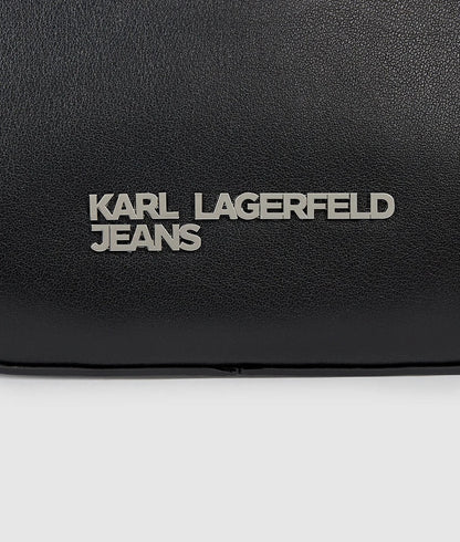 KarlLagerfeld Rounded Leather Top Handle Bag Black