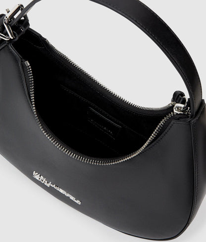 KarlLagerfeld Rounded Leather Top Handle Bag Black