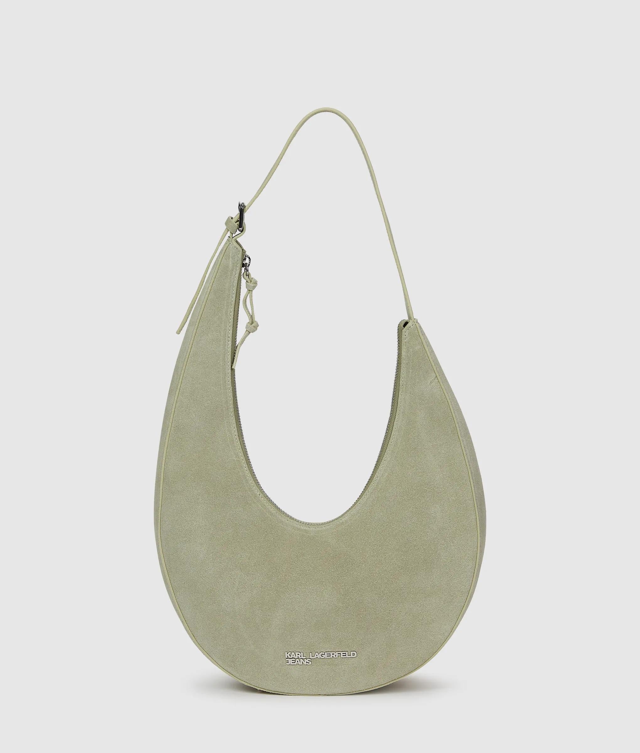 KarlLagerfeld Rounded Suede Hobo Bag Tea