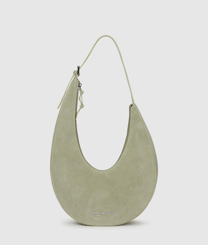KarlLagerfeld Rounded Suede Hobo Bag Tea