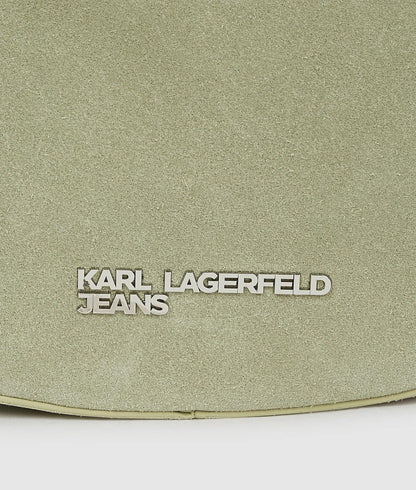 KarlLagerfeld Rounded Suede Top Handle Bag Tea