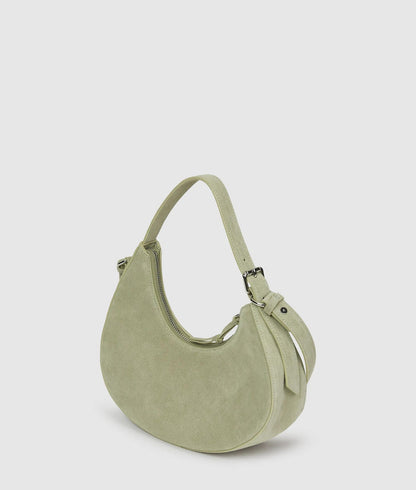 KarlLagerfeld Rounded Suede Top Handle Bag Tea