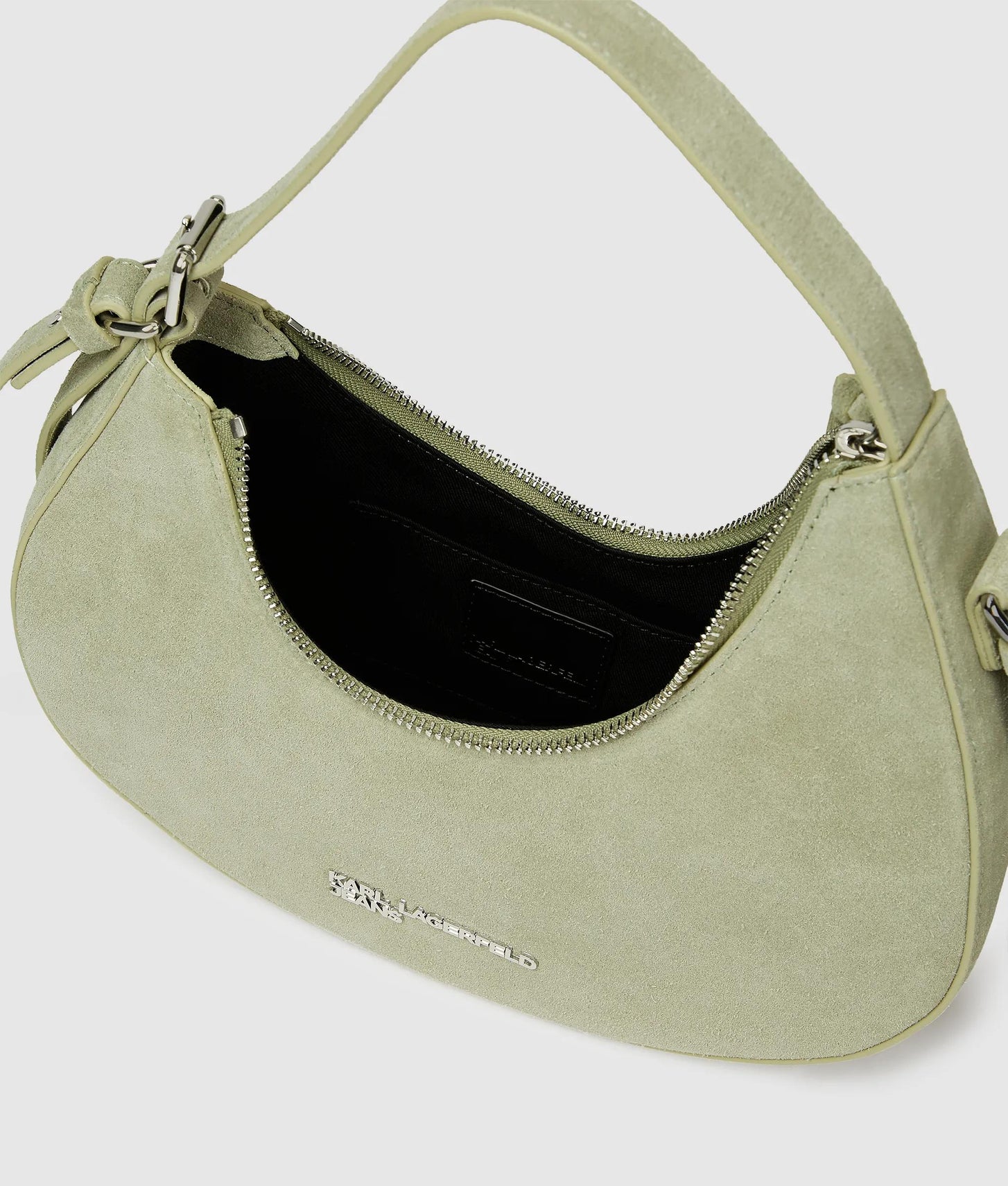 KarlLagerfeld Rounded Suede Top Handle Bag Tea