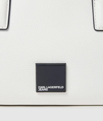 KarlLagerfeld Box Logo Bowling Bag Egret