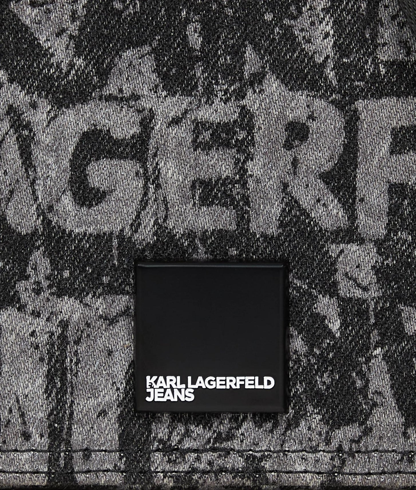 KarlLagerfeld Denim Graphic Print Camera Bag All Over Print Textured Logo Denim